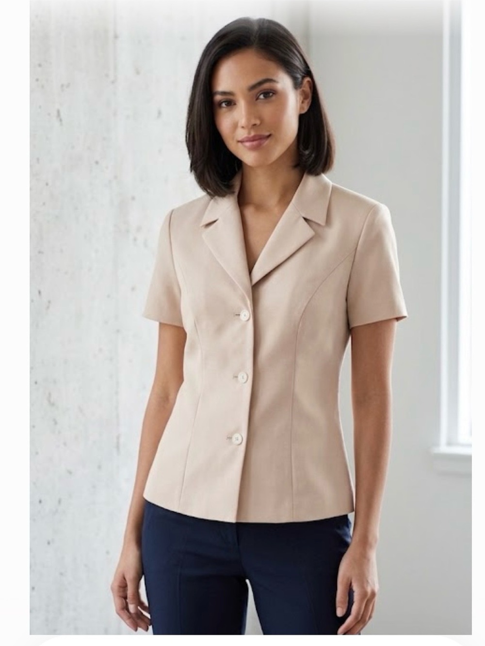 NSF Vintage Short-Sleeve Blazer Jacket in Beige / Cream